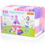 Детский строительный конструктор XXL 45 элементов для девочек + соединитель