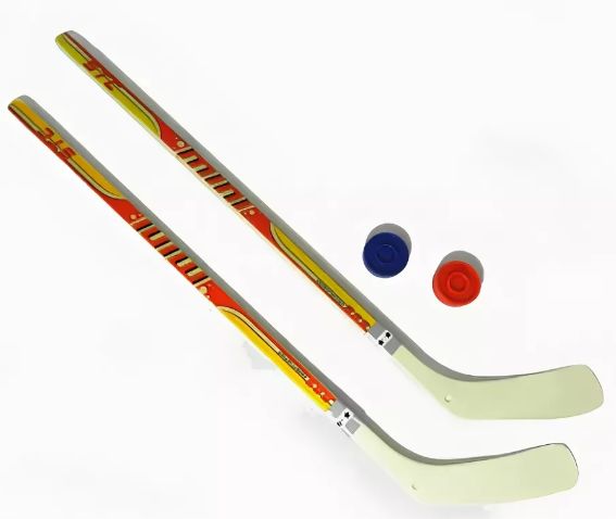 Пластиковые детские хоккейные клюшки с шайбой - 2 шт.