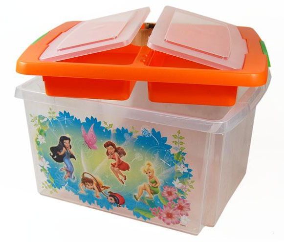 Ящик для игрушек с 2-мя контейнерами 30 л. Феи, Принцессы, Микки, Винни