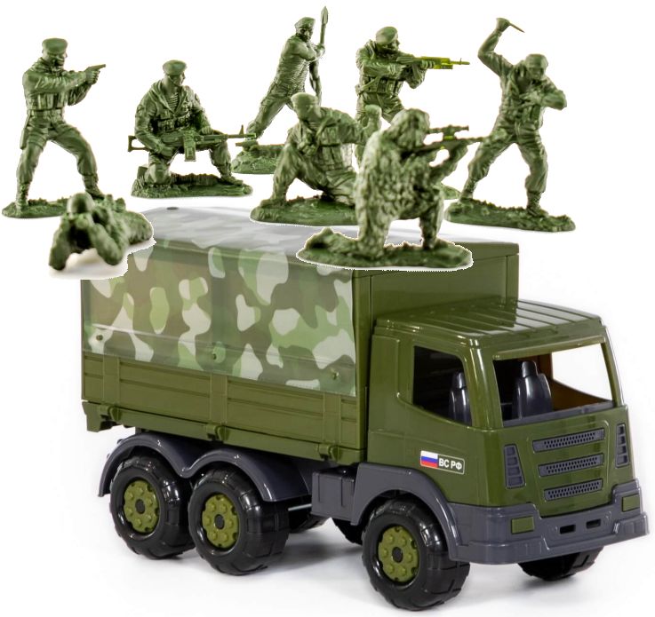 Набор 8 солдатиков десантников в военном грузовике 40 см