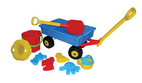 Детская садовая тележка с игрушками для песочницы Набор №382