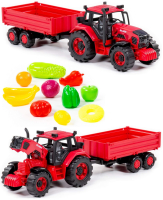 Трактор BELARUS Полесье с бортовым прицепом, овощами и фруктами (10 шт.)
