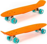 Детский оранжевый скейт с бирюзовыми колёсами