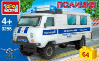 Игрушечный конструктор "Город мастеров" УАЗ-452 Полиция 64 дет.