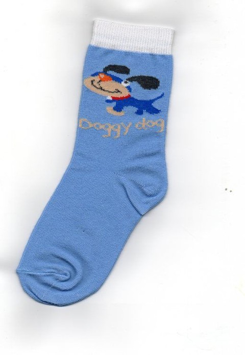 Носки с рисунком. Размер 18-20  Арт. L076 голубые с собакой doggy dog
