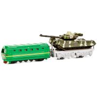 Игрушечный локомотив с танком Т-90 на платформе - 15 см