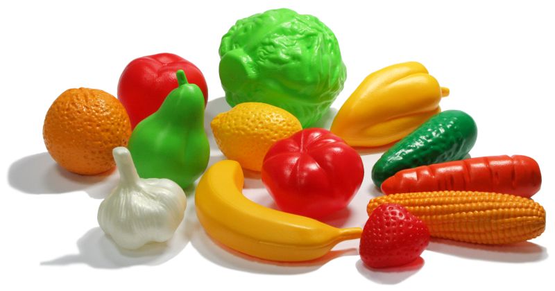 Детский набор овощей и фруктов из пластмассы 13 шт.