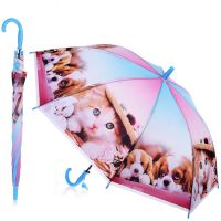Детский зонтик с рисунками кошек и собак (полиэстр, автомат, купол 77 см)