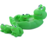 Резиновые лягушки для купания - мыльница лягушка + 3 фигурки лягушат