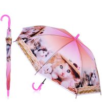 Детский зонтик с рисунками кошек (полиэстр, автомат, купол 77 см)