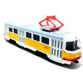 Модель трамвая Татра Т3 жёлтый с белым 16 см