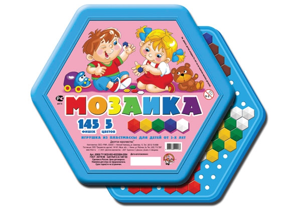 Мозаика шестигранная 145 фишек 5 цветов