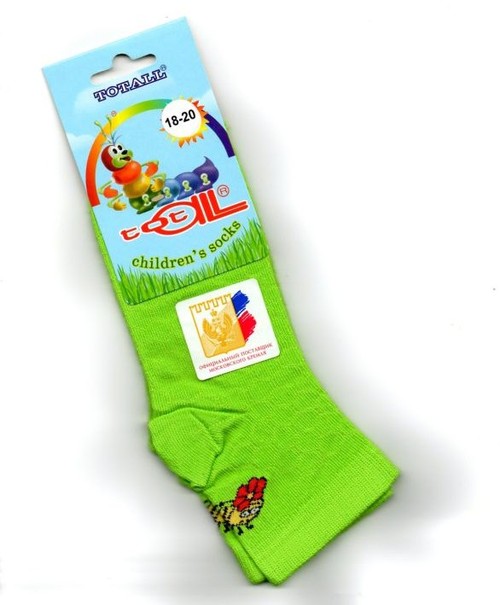 Детские носки Totall   размер 18-20  Арт.: L019 зеленые с пчелкой