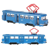 Игрушка синий металлический трамвай Татра 18 см