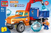 Игрушечный конструктор "Город мастеров" Спецтехника Ural 4320 бортовой с краном 106 дет.