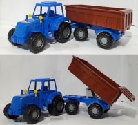 Игрушечный синий трактор 21 см с грузовым прицепом