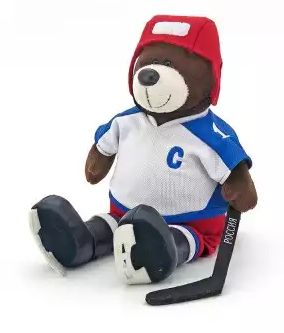 Мягкая игрушка медведь с клюшкой в шлеме 50 см