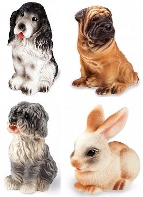 милые резиновые собачки, кролики и другие животные