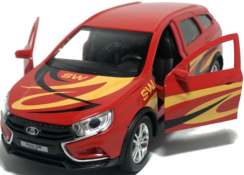 У Lada Vesta SW CROSS машинки открываются две передние двери и задняя дверь багажника. igrushechnaya-sportivnaya-mashinka-lada-vesta-sw-cross-04.jpg