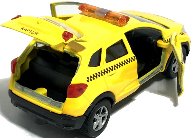 Машинка с двумя открывающимися дверями и багажником. igrushechnaya-mashinka-renault-kaptur-taksi-05.jpg