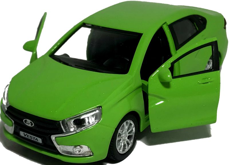 У машинки Lada Vesta открываются две передние двери. igrushechnaya-mashinka-lada-vesta-salatovaya-04.jpg
