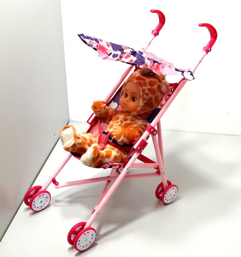 Кукольная коляска трость с пупсом Пластмастер в костюме Жирафа