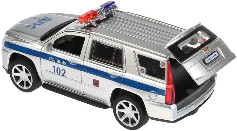 Полицейская машинка Cadillac Escalade имеет открывающиеся передние двери и заднюю дверь багажника. igrushechnaya-policejskaya-mashinka-cadillac-escalade-03.jpg