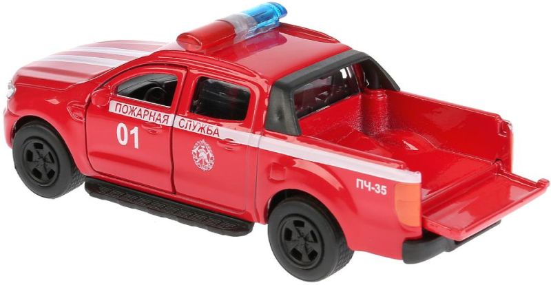 Пожарная машинка Ford Ranger имеет открывающиеся передние двери и задний борт кузова. igrushechnaya-mashinka-ford-ranger-pozharnaya-bezopasnost-krasnaya-03.jpg
