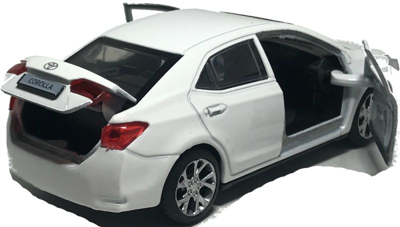 У машинки Toyota Corolla открываются две передние двери и задняя дверь багажника. В багажник Toyota Corolla можно положить различные предметы мини предметы. igrushechnaya-mashinka-toyota-corolla-05.jpg