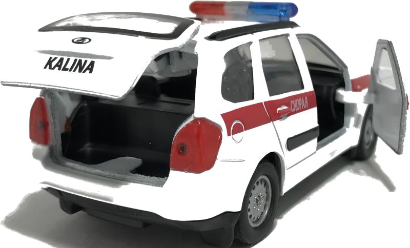 Так же у машинки Lada Kalina Cross скорая помощь открываются две передние двери и задняя дверь багажника. igrushechnaya-model-lada-kalina-cross-skoraya-pomoshch-05.jpg