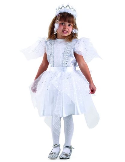 Детский карнавальный костюм Снежинка Серебрянная Размер 28